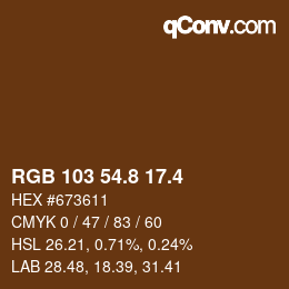 カラーコード: RGB 103 54.8 17.4 | qconv.com