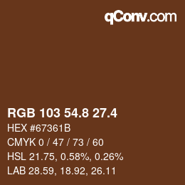 カラーコード: RGB 103 54.8 27.4 | qconv.com