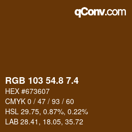 カラーコード: RGB 103 54.8 7.4 | qconv.com