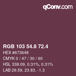 カラーコード: RGB 103 54.8 72.4 | qconv.com