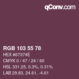 Código de color: RGB 103 55 78 | qconv.com