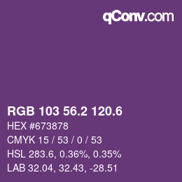 カラーコード: RGB 103 56.2 120.6 | qconv.com