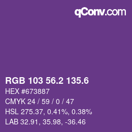カラーコード: RGB 103 56.2 135.6 | qconv.com