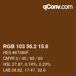 カラーコード: RGB 103 56.2 15.6 | qconv.com