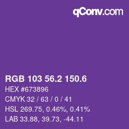 カラーコード: RGB 103 56.2 150.6 | qconv.com
