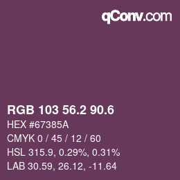 カラーコード: RGB 103 56.2 90.6 | qconv.com