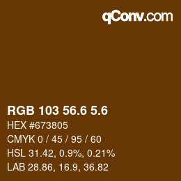 カラーコード: RGB 103 56.6 5.6 | qconv.com