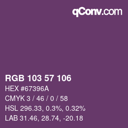 Color code: RGB 103 57 106 | qconv.com