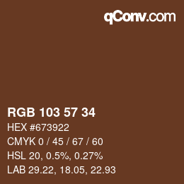 Code couleur: RGB 103 57 34 | qconv.com