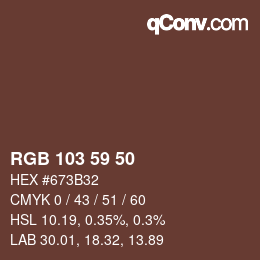 Farbcode: RGB 103 59 50 | qconv.com