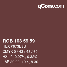 Color code: RGB 103 59 59 | qconv.com