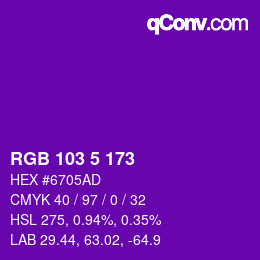 Color code: RGB 103 5 173 | qconv.com