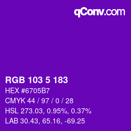 Color code: RGB 103 5 183 | qconv.com