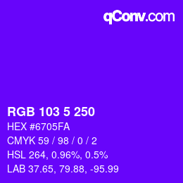 Color code: RGB 103 5 250 | qconv.com