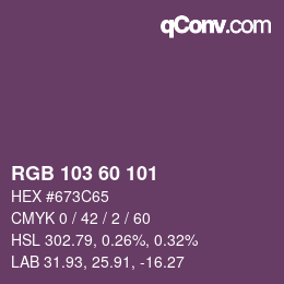カラーコード: RGB 103 60 101 | qconv.com