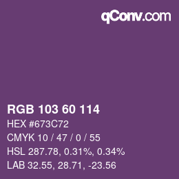 颜色代码: RGB 103 60 114 | qconv.com