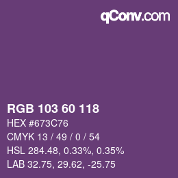 カラーコード: RGB 103 60 118 | qconv.com