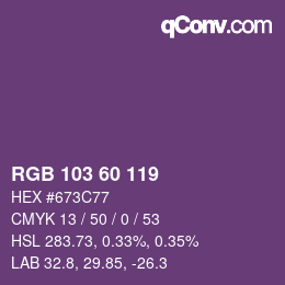 カラーコード: RGB 103 60 119 | qconv.com