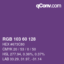カラーコード: RGB 103 60 128 | qconv.com