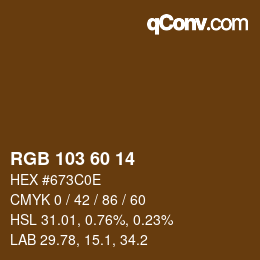 カラーコード: RGB 103 60 14 | qconv.com