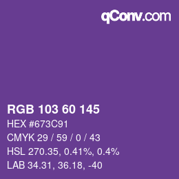 颜色代码: RGB 103 60 145 | qconv.com
