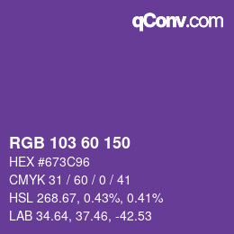 颜色代码: RGB 103 60 150 | qconv.com