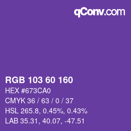 颜色代码: RGB 103 60 160 | qconv.com