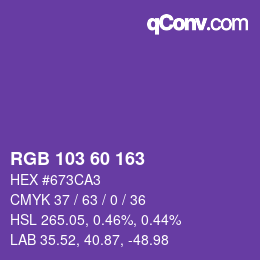 カラーコード: RGB 103 60 163 | qconv.com
