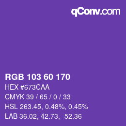 颜色代码: RGB 103 60 170 | qconv.com