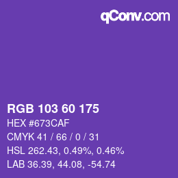 カラーコード: RGB 103 60 175 | qconv.com