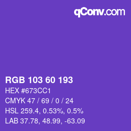 颜色代码: RGB 103 60 193 | qconv.com