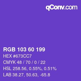 カラーコード: RGB 103 60 199 | qconv.com