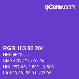カラーコード: RGB 103 60 204 | qconv.com