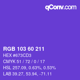 颜色代码: RGB 103 60 211 | qconv.com