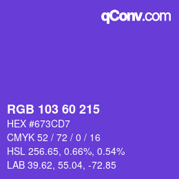 カラーコード: RGB 103 60 215 | qconv.com