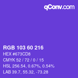 颜色代码: RGB 103 60 216 | qconv.com