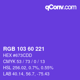 颜色代码: RGB 103 60 221 | qconv.com