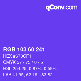颜色代码: RGB 103 60 241 | qconv.com