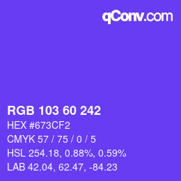 颜色代码: RGB 103 60 242 | qconv.com
