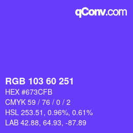 カラーコード: RGB 103 60 251 | qconv.com