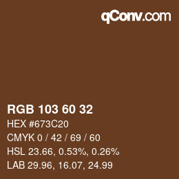 カラーコード: RGB 103 60 32 | qconv.com