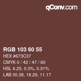 カラーコード: RGB 103 60 55 | qconv.com