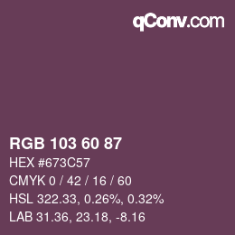 カラーコード: RGB 103 60 87 | qconv.com