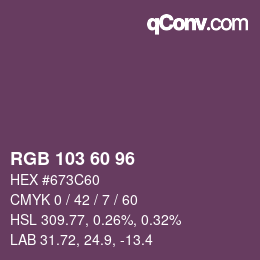 カラーコード: RGB 103 60 96 | qconv.com