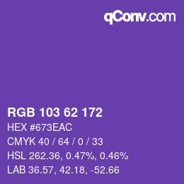 Color code: RGB 103 62 172 | qconv.com