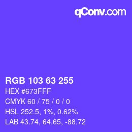 Color code: RGB 103 63 255 | qconv.com