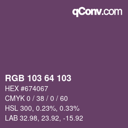 Color code: RGB 103 64 103 | qconv.com