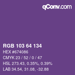 Color code: RGB 103 64 134 | qconv.com