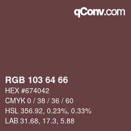 Color code: RGB 103 64 66 | qconv.com