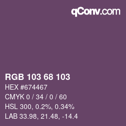 Color code: RGB 103 68 103 | qconv.com